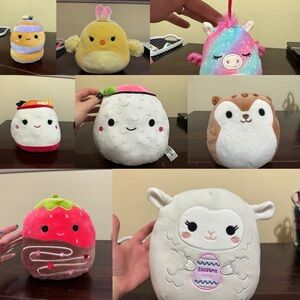 Lot Of 7 Squishmallows Plush Cupcake Squirrel Flip Mallow Sushi